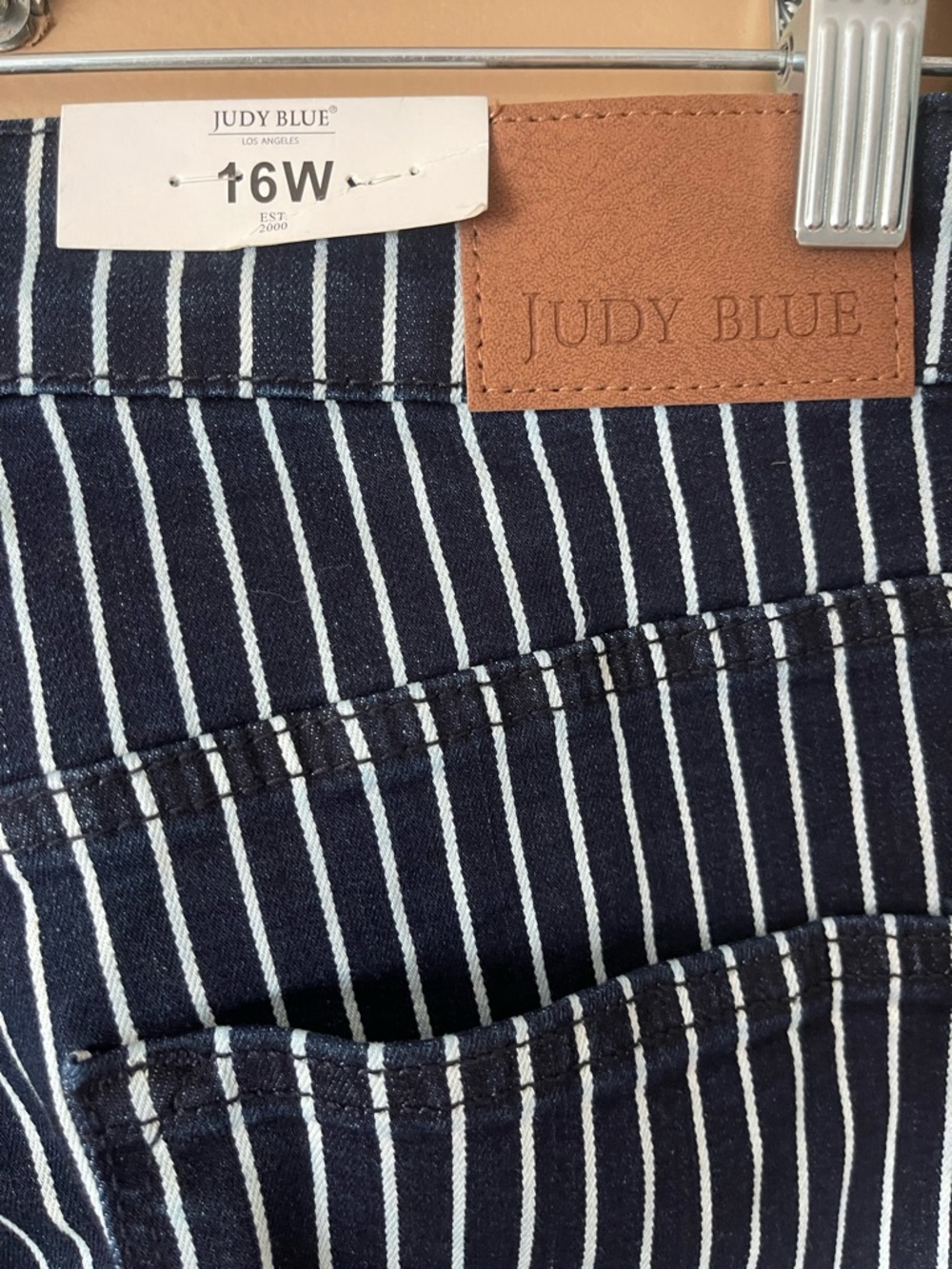 Judy Blue Striped Navy Pinstripe Trouser size 16w new with tags - Picture 7 of 9